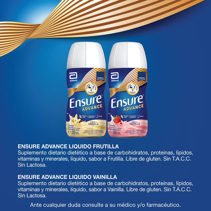 Ensure Advance Strawberry Flavor (220Ml/6.76Fl Oz): 13g Protein, 1.5g CaHMB, 28 Vitamins & Minerals, Omega 3 & 6, No Trans Fat, Supports Strength, Vitality & Energy, Calcium & Vitamin D for Bone Health, Light Exercise to Improve Fitness.