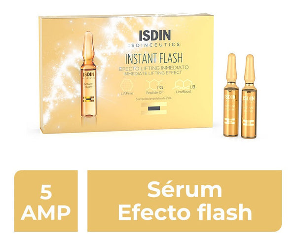 Isdinceutics Instant Flash Ampoules, 1 & 5 Pack, 8hr Lifting Effect, Peptide Q10