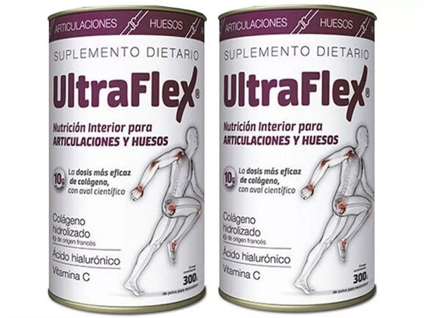 Ultraflex | Combo 2x300grs Vitamin C, Collagen, Hyaluronic Acid | Lemon Flavor | 1 Month Treatment | Injury Prevention
