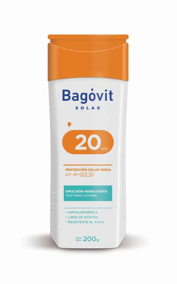 Bagovit Solar Family Care FPS 20 Emulsion (200ml/6.76fl oz) - Fragrance-Free, Paraben-Free, No Animal Testing, UVA/UVB Protection