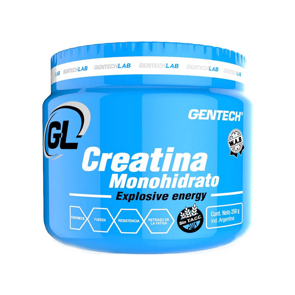 Gentech Creatine Monohydrate Sports Nutrition: 250Gr/8.81Oz to Improve Strength, Power, Muscle Mass, Recovery Time, Focus & More