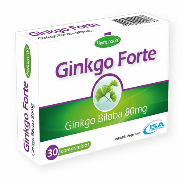Herbaccion Ginkgo Forte Dietary Supplement: 30 Tablets to Improve Concentration, Memory & Mental Fatigue ‚ Gluten-Free, Non-GMO & Vegan Friendly