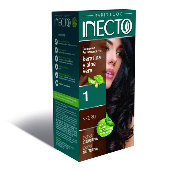 Inecto Hair Coloring Kit W/ Keratin & Aloe Vera Nbr.1 Deep Black | Best Hair Color Kit for Natural Hair 1 Kit