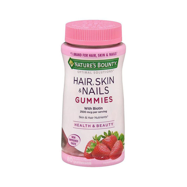 Natures Bounty Hair Skin & Nails Gummies Supplement (80 Tablets Ea.) - Gluten Free, Non-GMO, No Artificial Colors or Flavors, Vegetarian